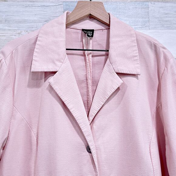 Eileen Fisher Unstructured Lightweight Blazer Pink Stretch Cotton Womens Plus 1X - Picture 2 of 7
